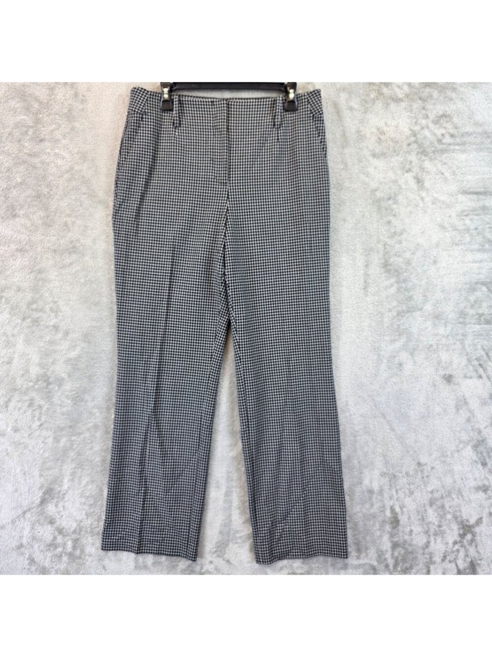 Talbots Southampton Straight Leg Pants Womens 10 Black Check Stretch Work Office